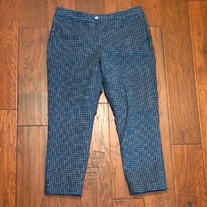 Michael Kors women's green, navy blue & white plaid ankle pants size 6.